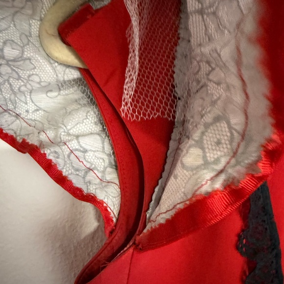 Anna Molinari  vintage 1940 Scarlet and Charcoal Maxi Dress - Picture 3 of 6